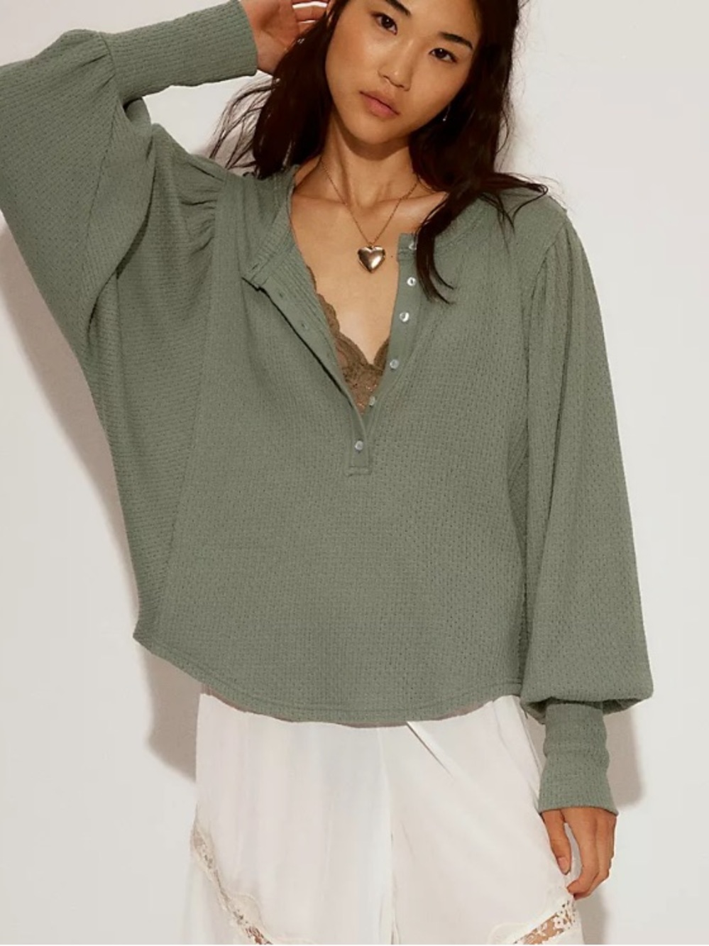 NWT!!! Free People Quinn Knit Long Sleeve Sage Green